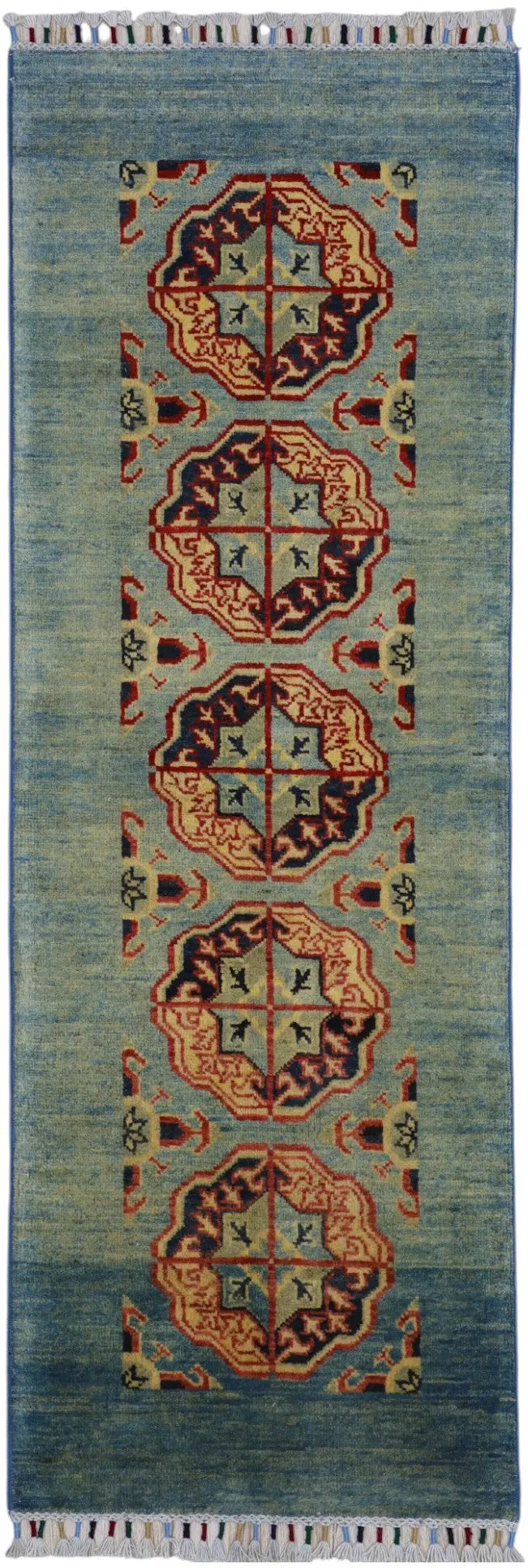 Hand-Knotted Afghani Kazak Wool Rug – 2’1″ x 5’7″ Rugistan