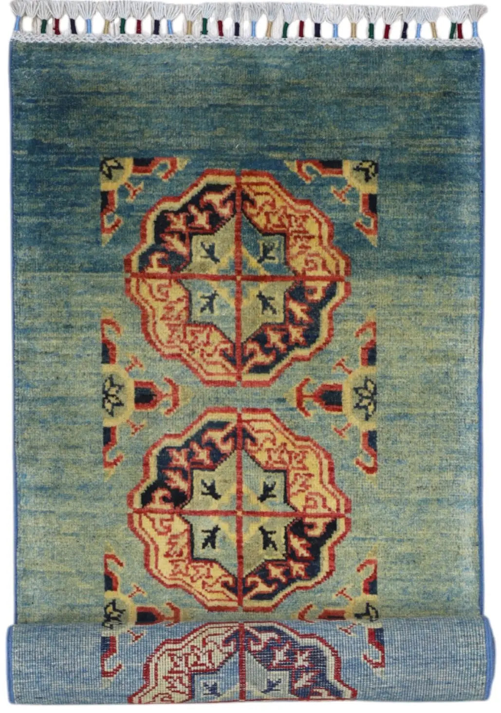 Hand-Knotted Afghani Kazak Wool Rug – 2’1″ x 5’7″ Rugistan