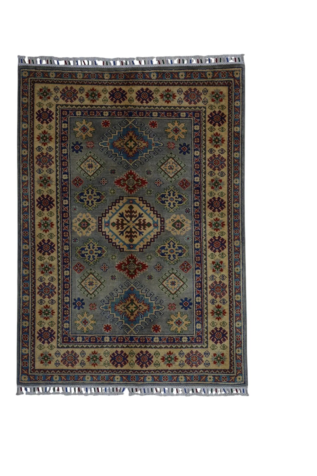 Hand-Knotted Afghani Kazak Wool Rug – 3’11″ x 5’6″ Rugistan