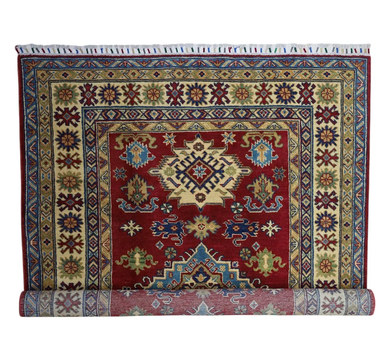Hand-Knotted Afghani Kazak Wool Rug – 4’9″ x 6’8″ Rugistan