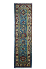 Hand-Knotted Afghani Kazak Wool Rug – 2’8″ x 9’9″ Rugistan