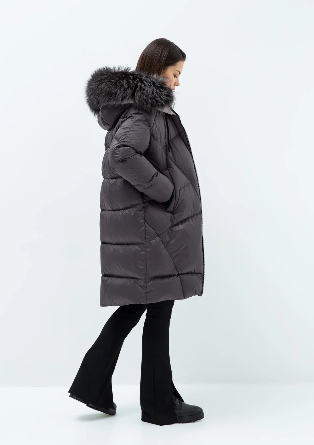 Gisèle Premium Genuine Fox Fur Trim Down Fill Coat Alaska® Outerwear Company
