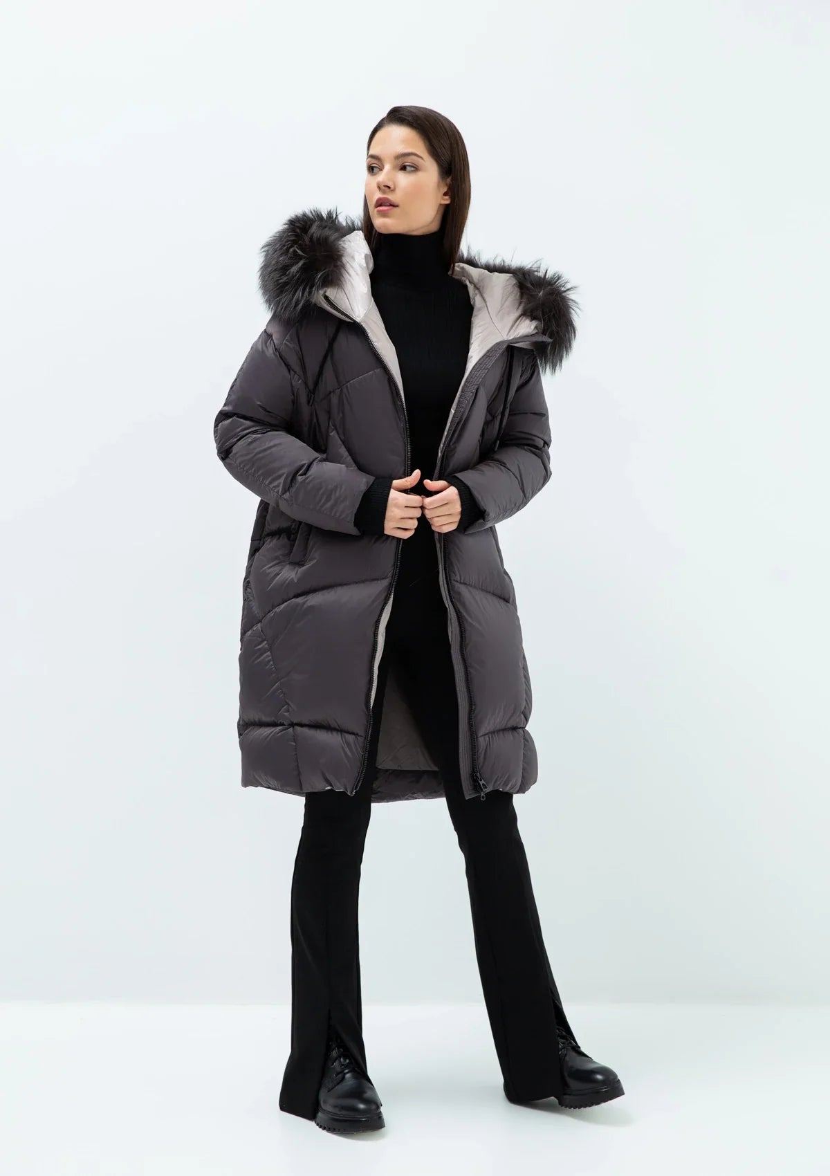 Gisèle Premium Genuine Fox Fur Trim Down Fill Coat Alaska® Outerwear Company