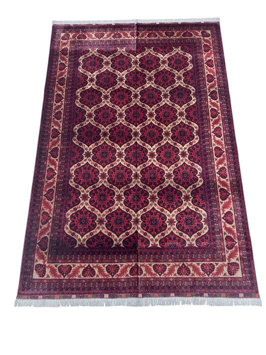 Hand-Knotted Afghani Heart Shape Wool Rug – 6’6″ x 9’5″ Rugistan