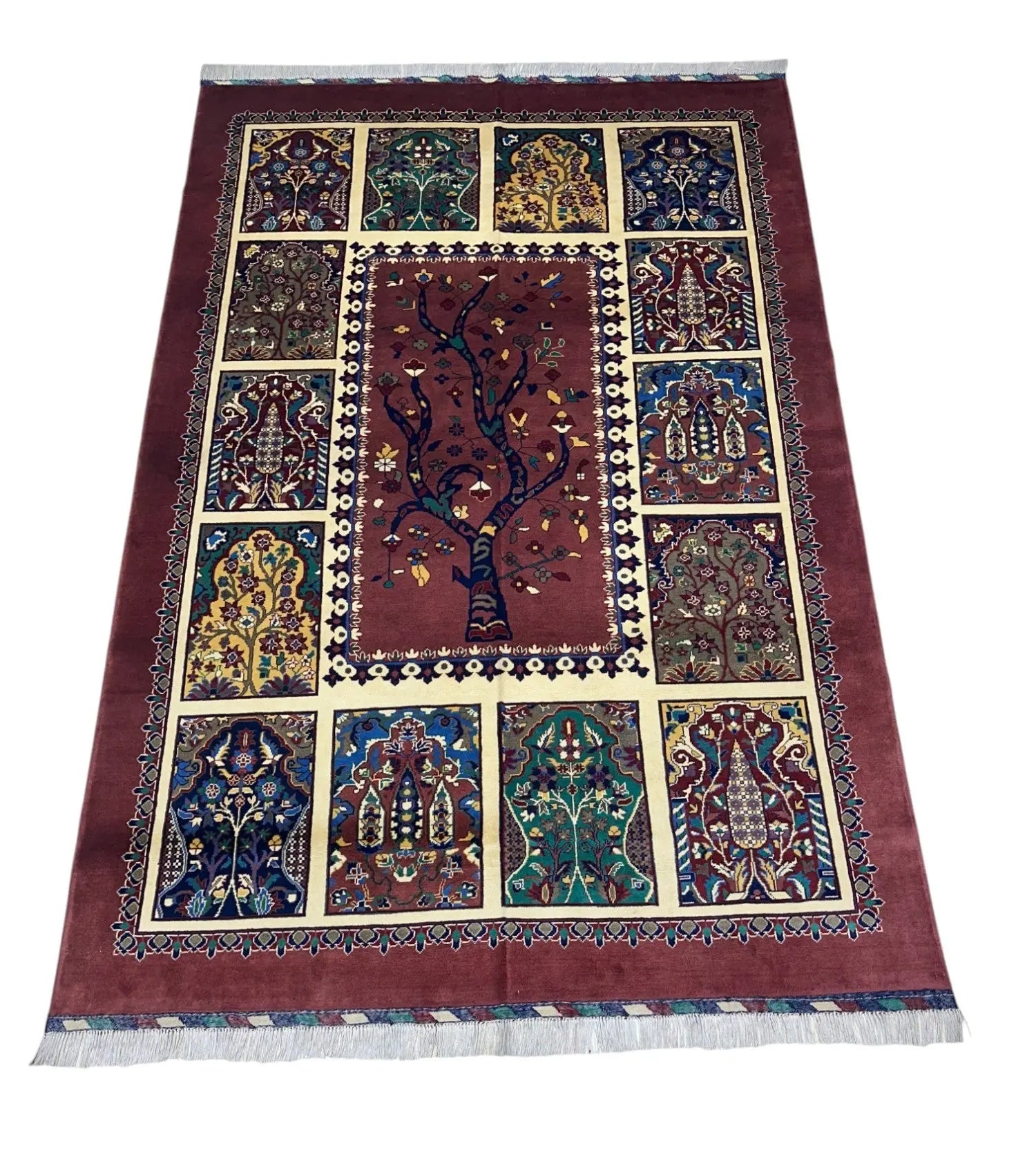 Hand-Knotted Afghani Tree of Life Wool Rug – 6’6″ x 9’6″ Rugistan