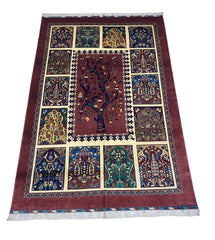 Hand-Knotted Afghani Tree of Life Wool Rug – 6’6″ x 9’6″ Rugistan
