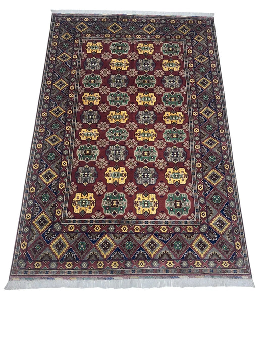 Hand-Knotted Afghani Turkmenistani Wool Rug – 6’5″ x 9’9″ Rugistan