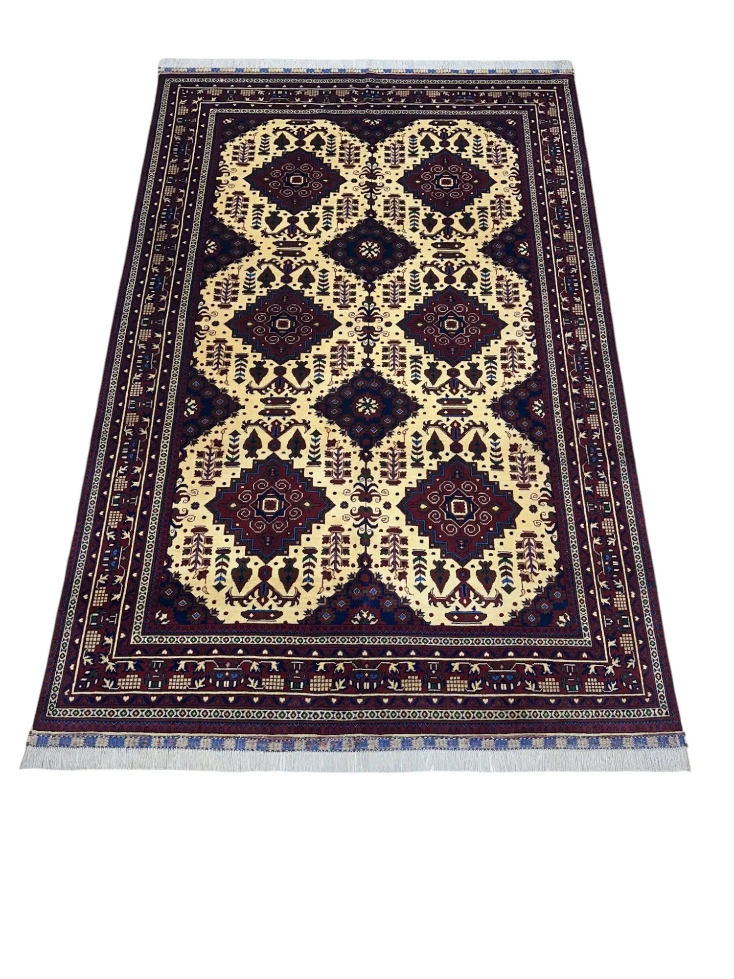 Hand-Knotted Afghani Zerkhaki Wool Rug – 6’6″ x 9’8″ Rugistan