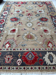 Hand Knotted Oushak Traditional Wool Rug, Living Room 9 x 12 Rug Rugistan