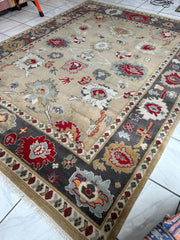 Hand Knotted Oushak Traditional Wool Rug, Living Room 9 x 12 Rug Rugistan