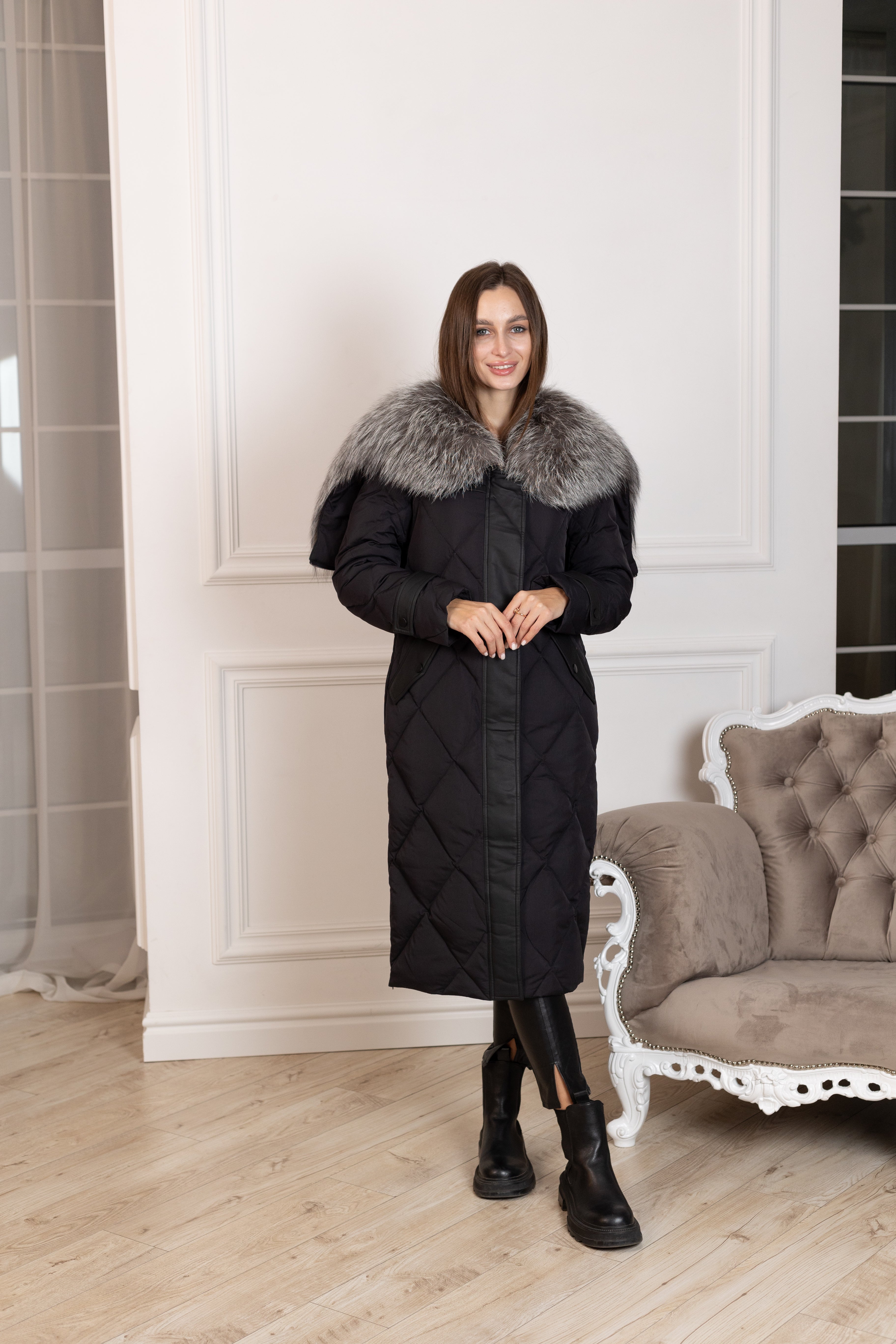 Genuine Silver Fox Fur Collar-Hood Down Winter Coat Alaska® Outerwear Company