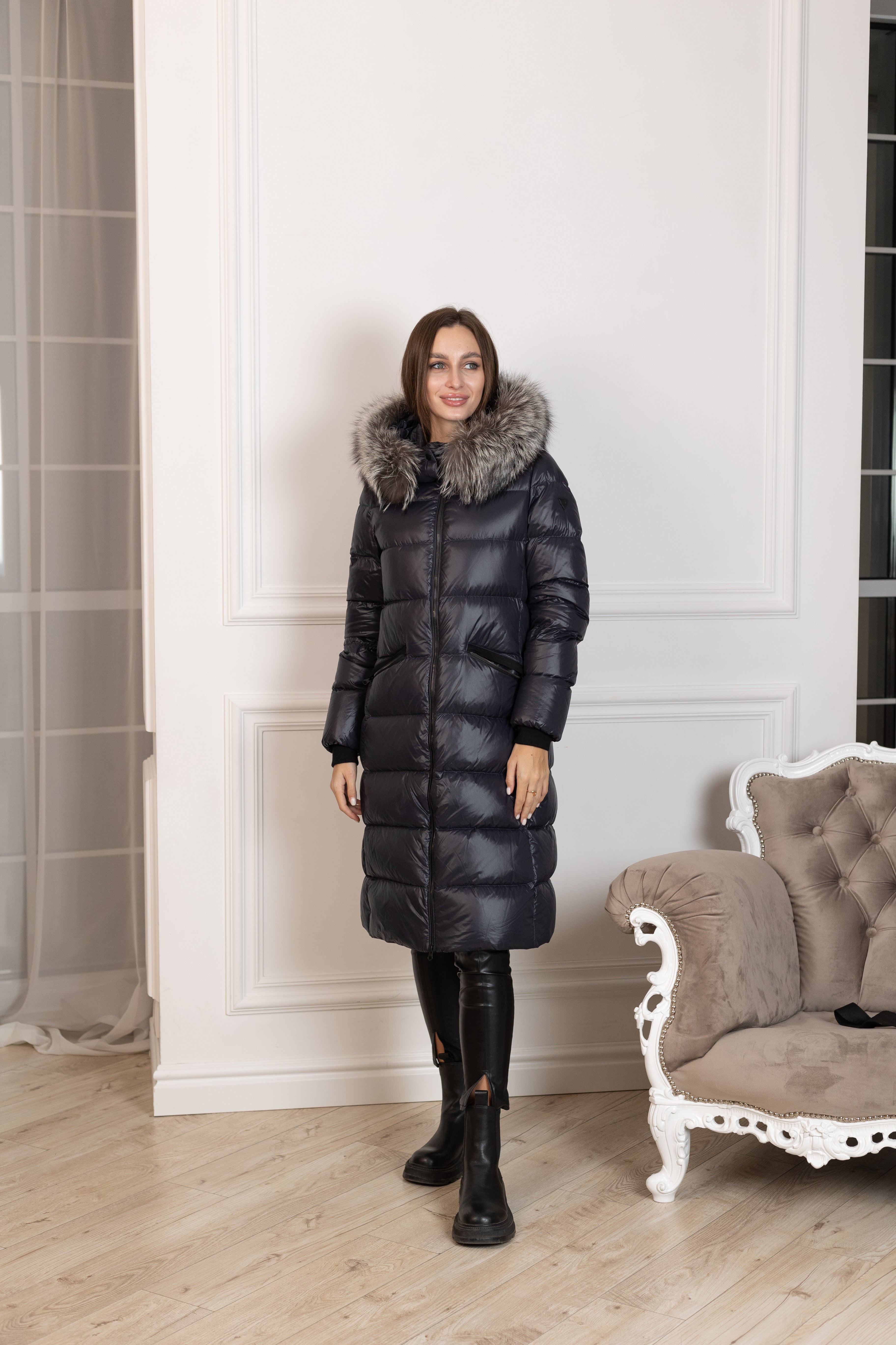 Genuine Silver Fox Fur Trim Down Fill Coat Alaska® Outerwear Company