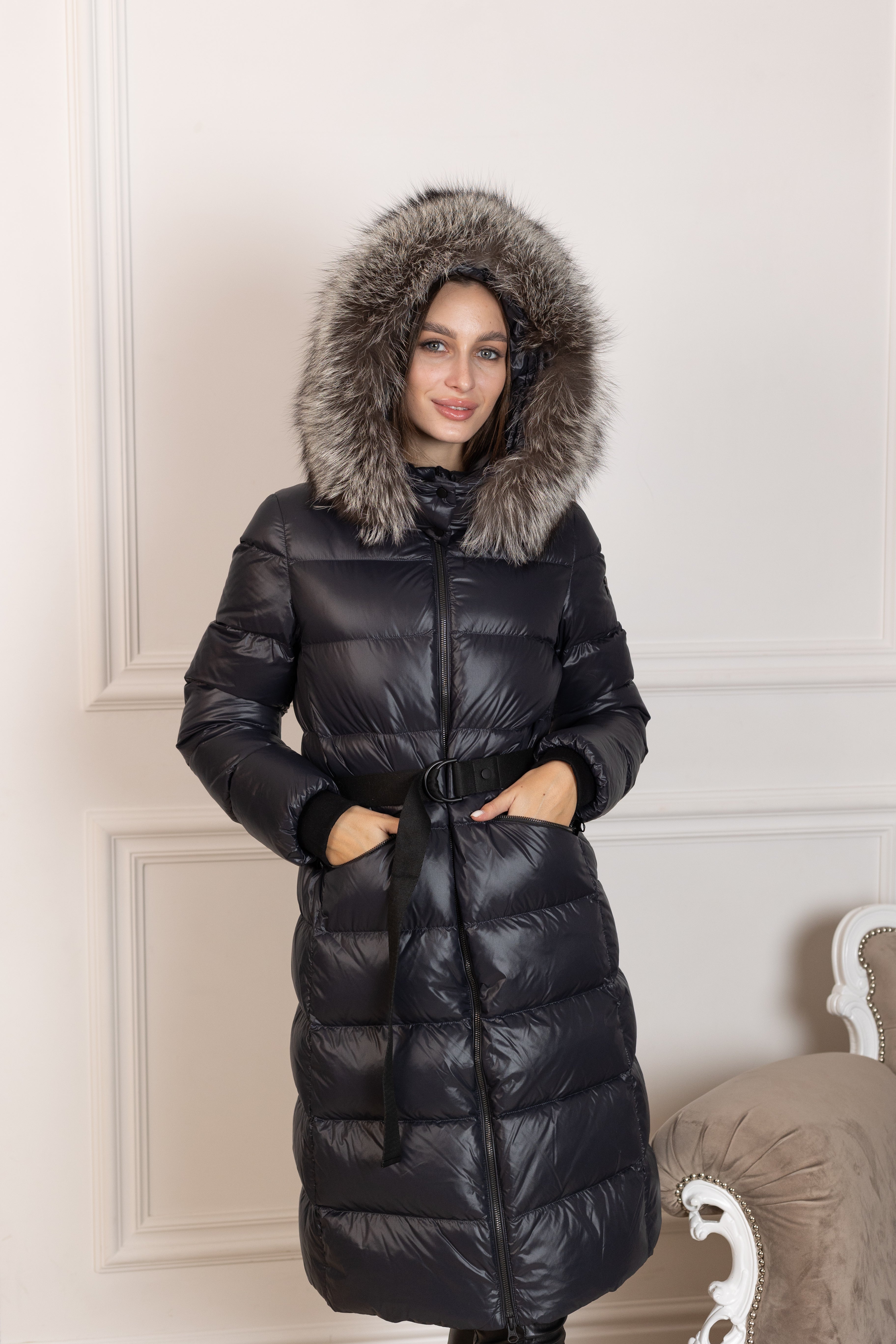 Genuine Silver Fox Fur Trim Down Fill Coat Alaska® Outerwear Company
