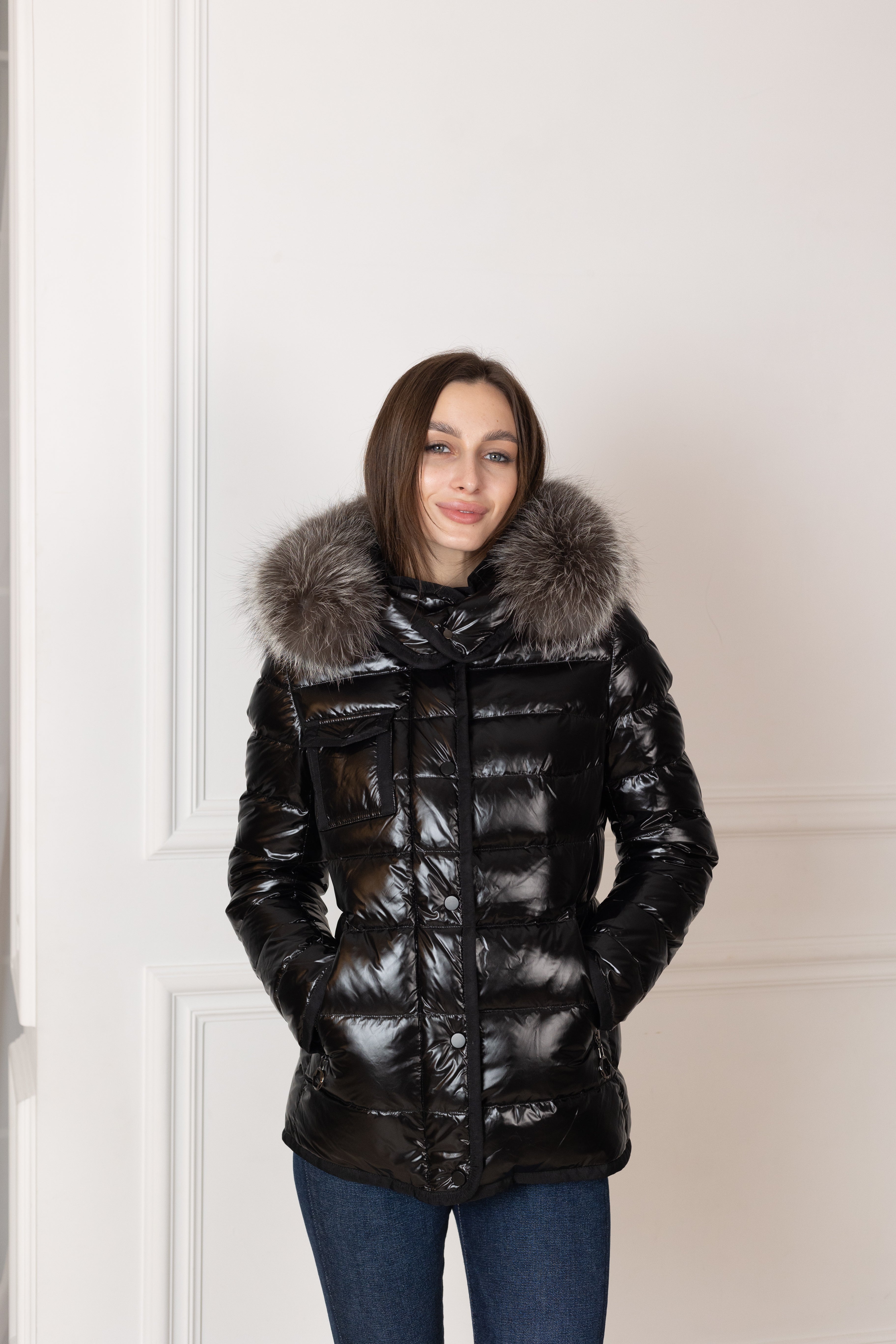 Genuine Silver Fox Fur Lightweight Down Fill Coat Alaska® Outerwear Company