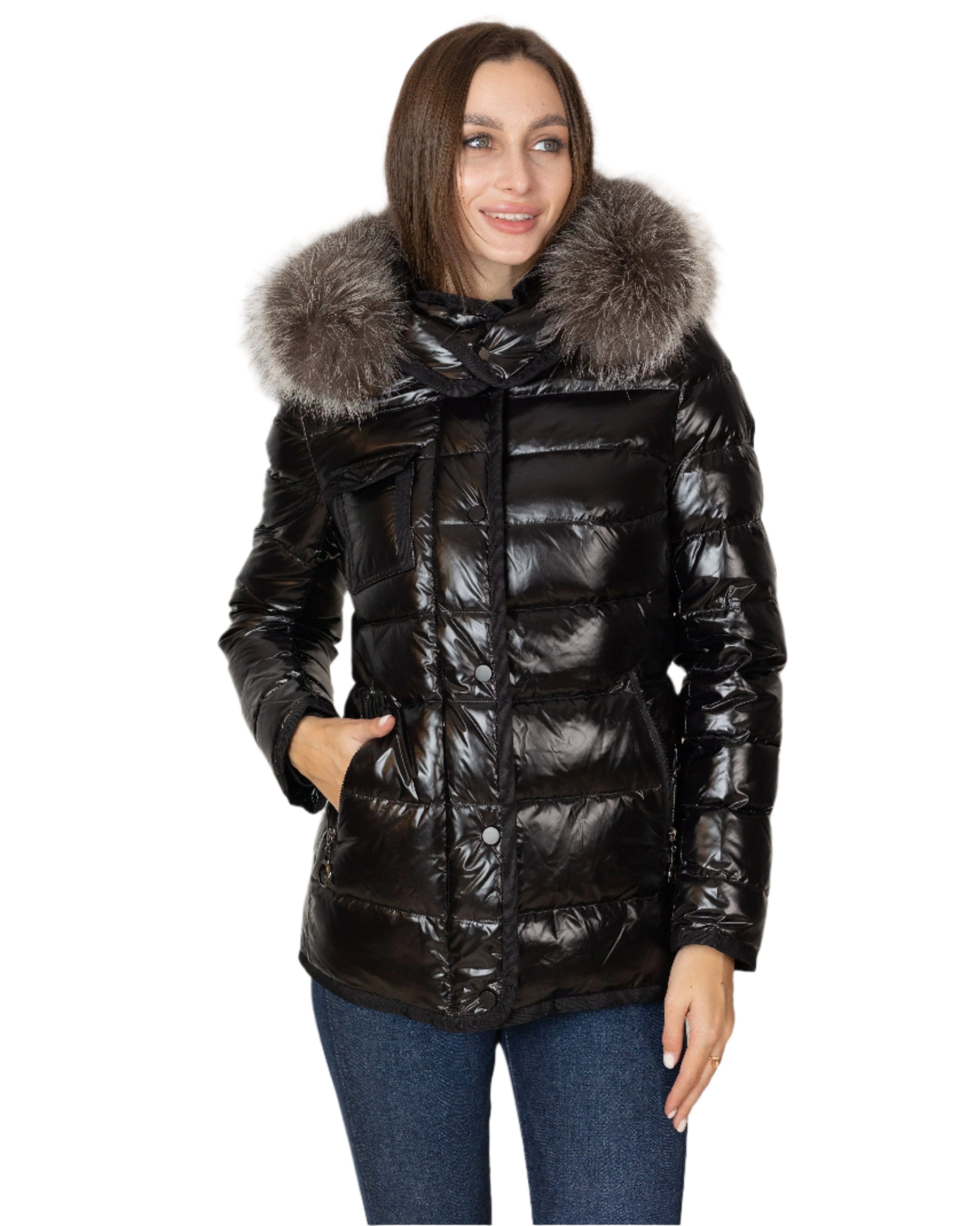 Genuine Silver Fox Fur Lightweight Down Fill Coat Alaska® Outerwear Company