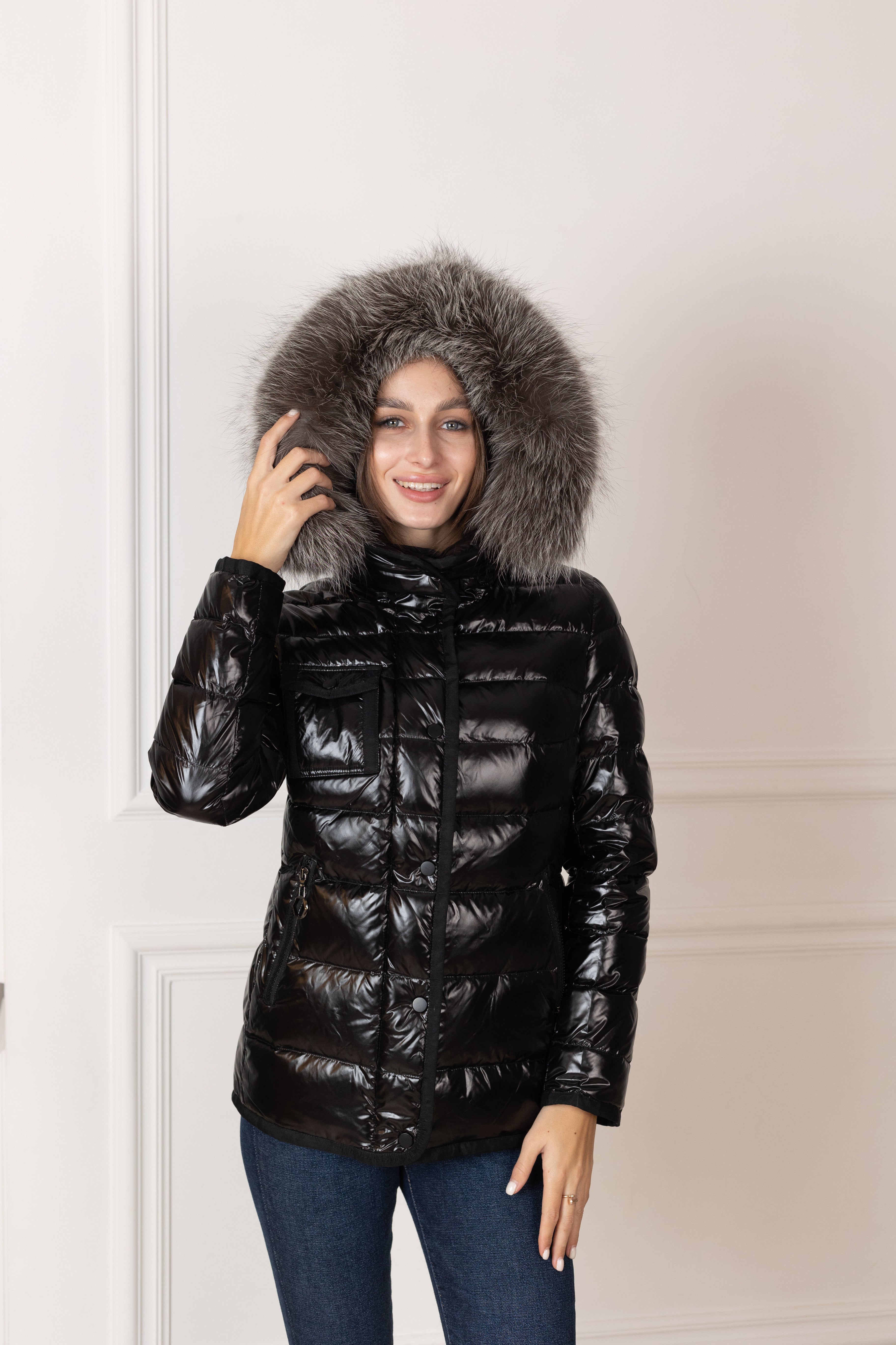 Genuine Silver Fox Fur Lightweight Down Fill Coat Alaska® Outerwear Company