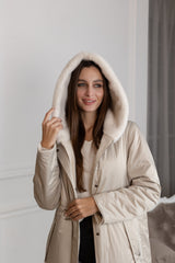 ⇆ Reversible Faux Alpaca Satin Hooded Coat Alaska® Outerwear Company