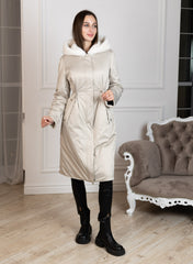 ⇆ Reversible Faux Alpaca Satin Hooded Coat Alaska® Outerwear Company