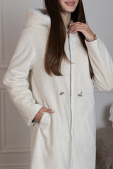 ⇆ Reversible Faux Alpaca Satin Hooded Coat Alaska® Outerwear Company