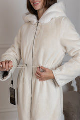 ⇆ Reversible Faux Alpaca Satin Hooded Coat Alaska® Outerwear Company
