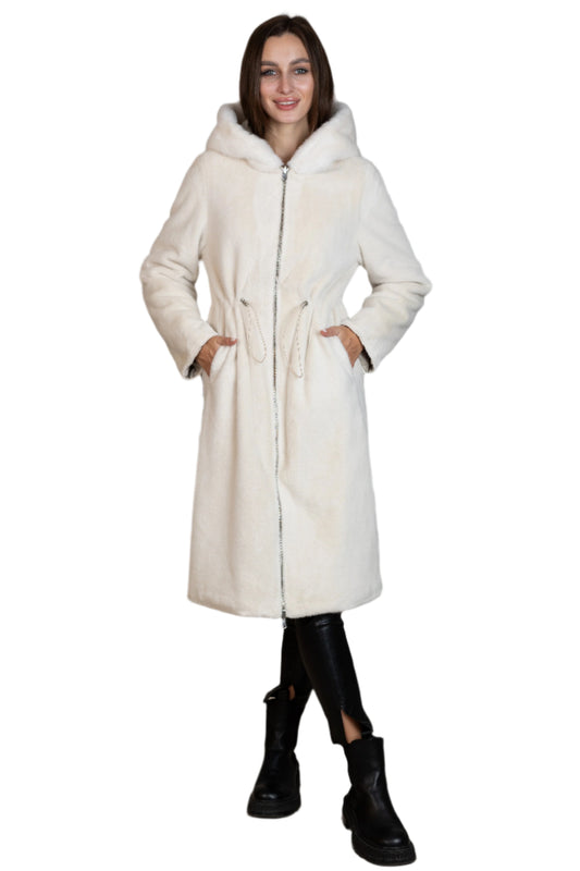 ⇆ Reversible Faux Alpaca Satin Hooded Coat Alaska® Outerwear Company