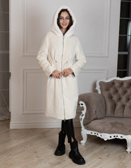 ⇆ Reversible Faux Alpaca Satin Hooded Coat Alaska® Outerwear Company
