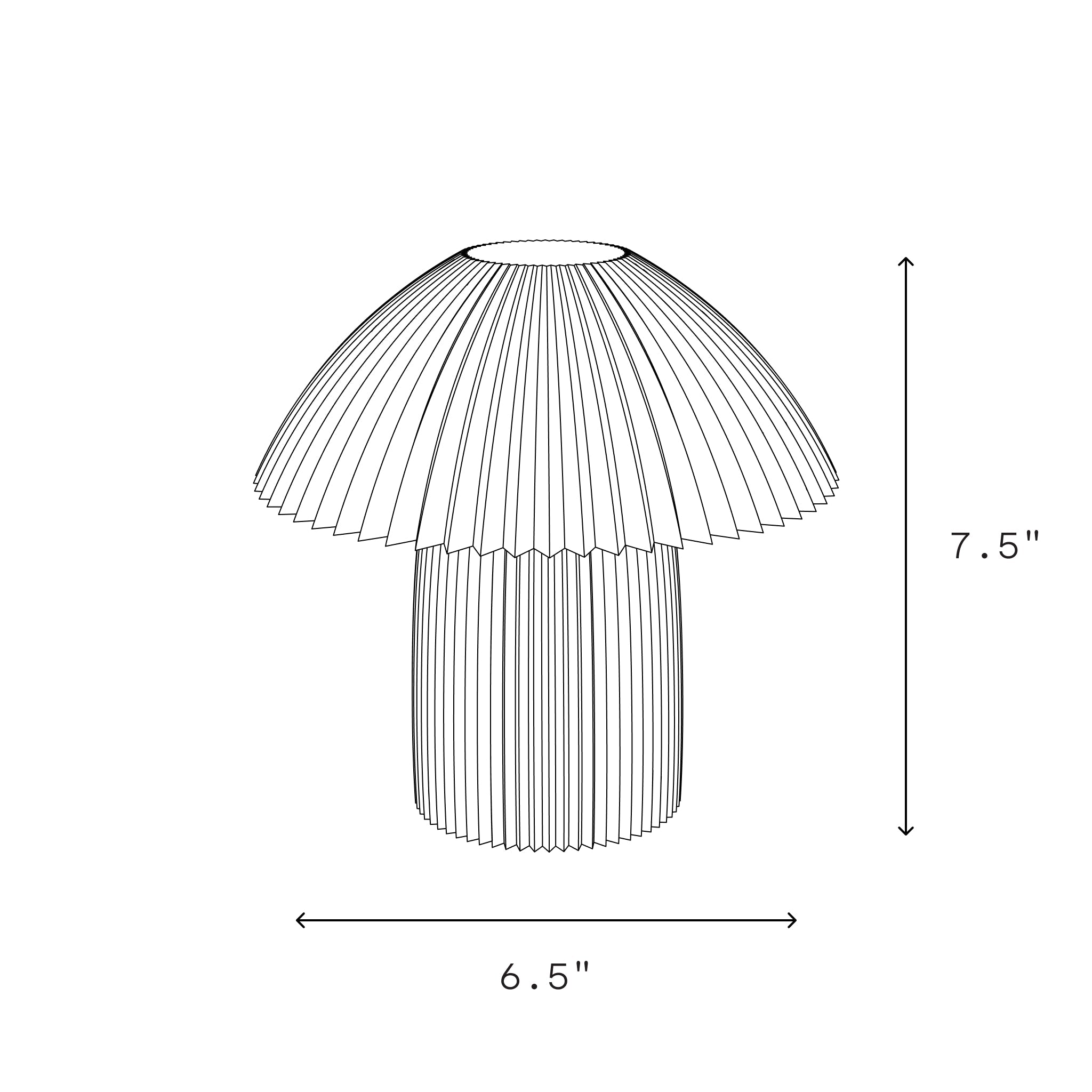 Line drawing of a lampshade with dimensions labeled