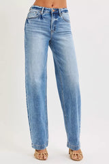 Light blue jeans on a white background