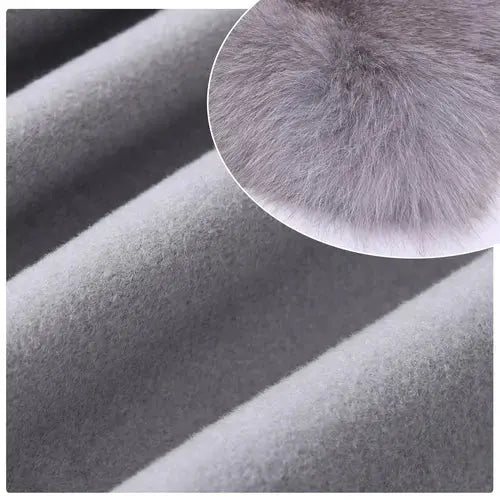 Women's cashmere coat with natural fox fur collar Family Shopolf