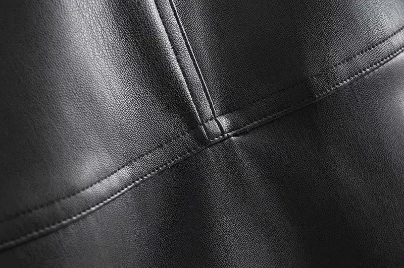 Long Faux Leather Skirt with Belt | High Waist Elegance