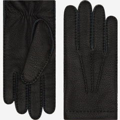 Matteo (black) - Italian gloves made of American deerskin leather with cashmere lining
