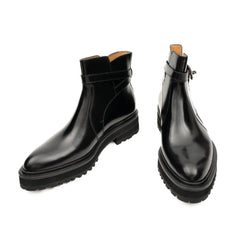 Men's Black Calfskin Buckle Chelsea Boots