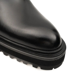 Men's Black Calfskin Buckle Chelsea Boots