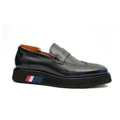 Men's Blue Leather Loafers