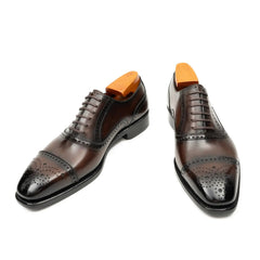 Men's Goodyear Welted Brogue Oxford Shoes Brown