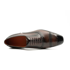 Men's Goodyear Welted Brogue Oxford Shoes Brown