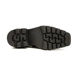 Men's Patent Leather Wine Red Derby Shoes with Chunky Sole