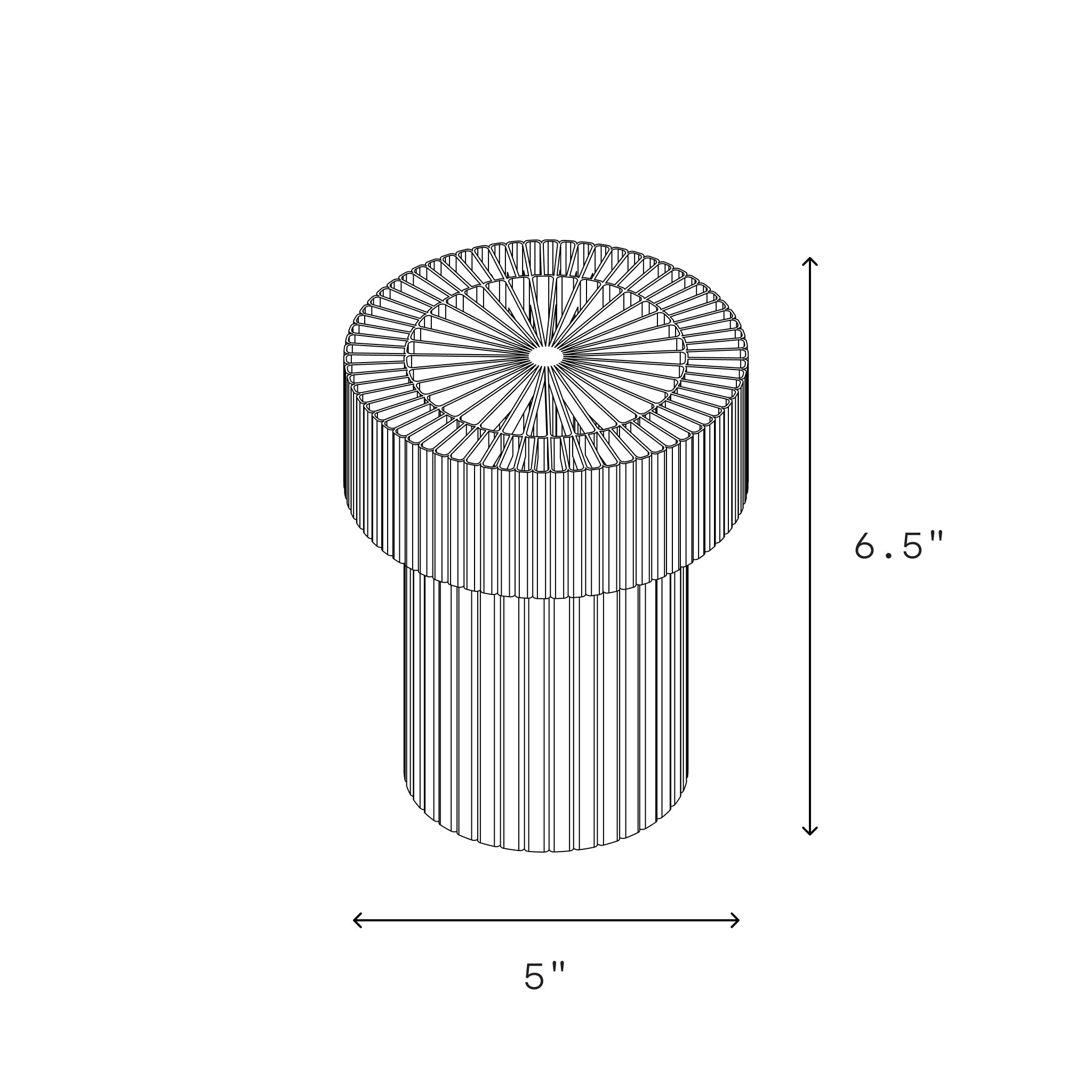 Technical drawing of a cylindrical object with dimensions labeled