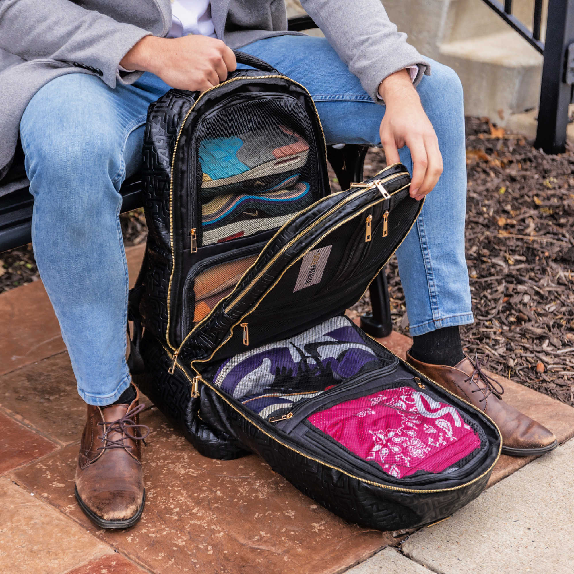 Black Monogram Leather Patented Carry-On Backpack Sole Premise