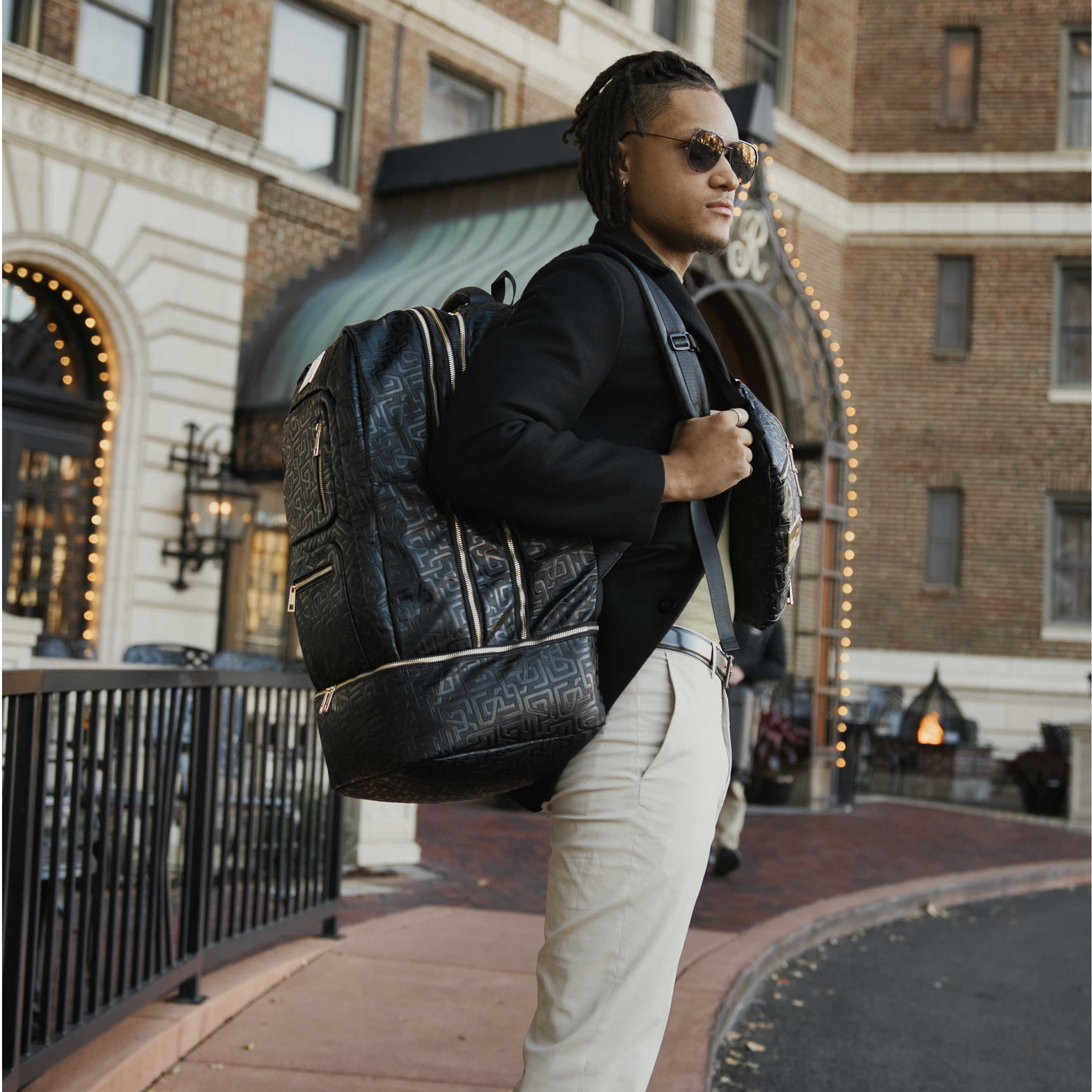 Black Monogram Leather Patented Carry-On Backpack Sole Premise