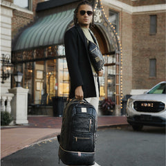 Black Monogram Leather Patented Carry-On Backpack Sole Premise