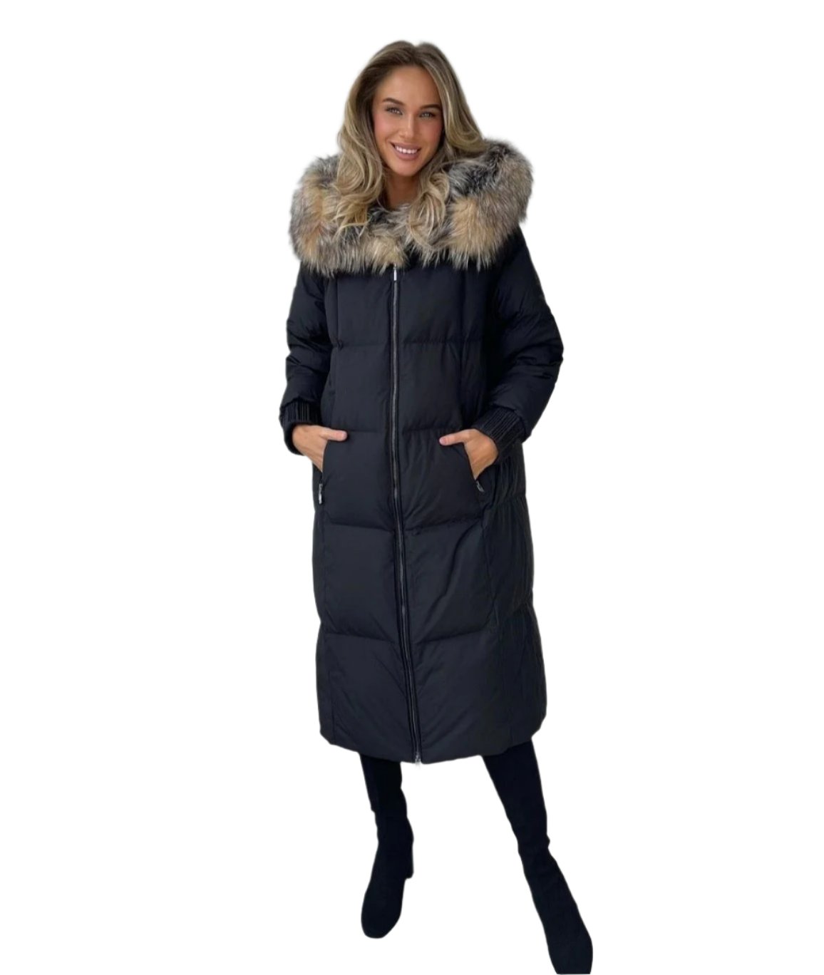 Genuine Silver Fox Fur Trim Long Down Fill Coat Alaska® Outerwear Company