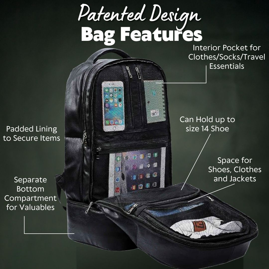 Black Leather Patented Carry-on Bag (XL Design) Sole Premise