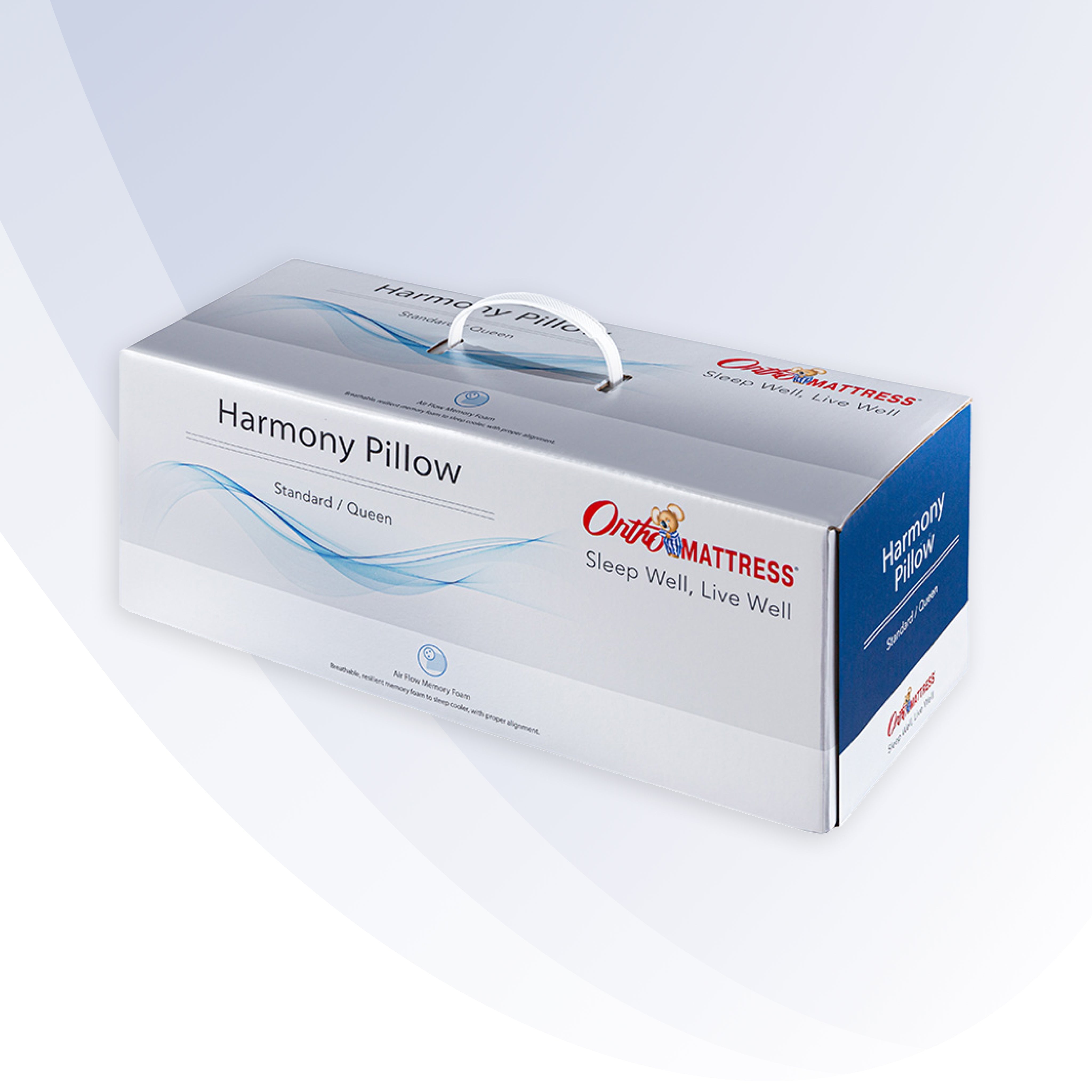Box of Onfire Mattress Harmony Pillow on a white background