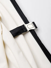 Black belt with a silver buckle on a white background