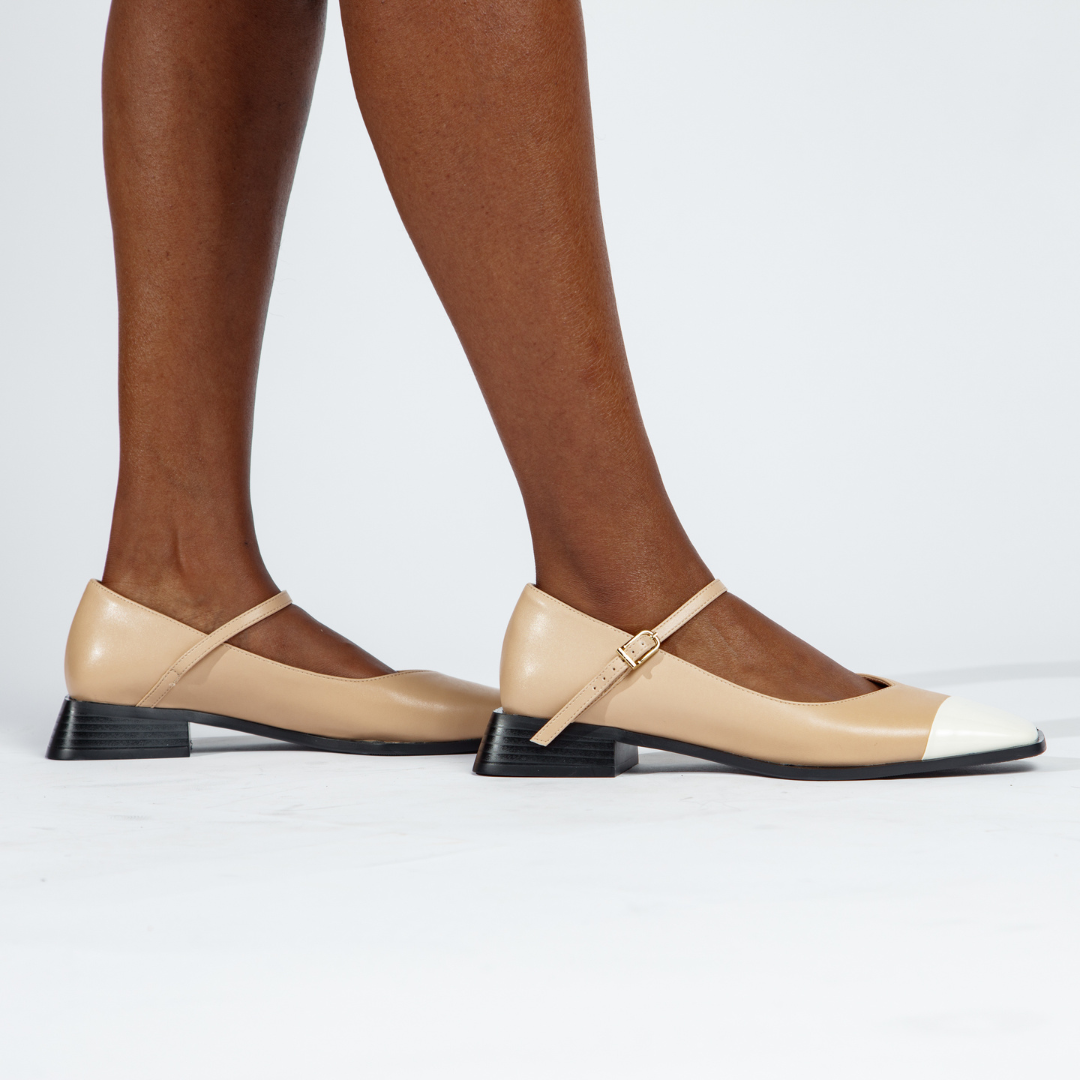 Penelope Mary Jane Flats Nude Vaila Shoes