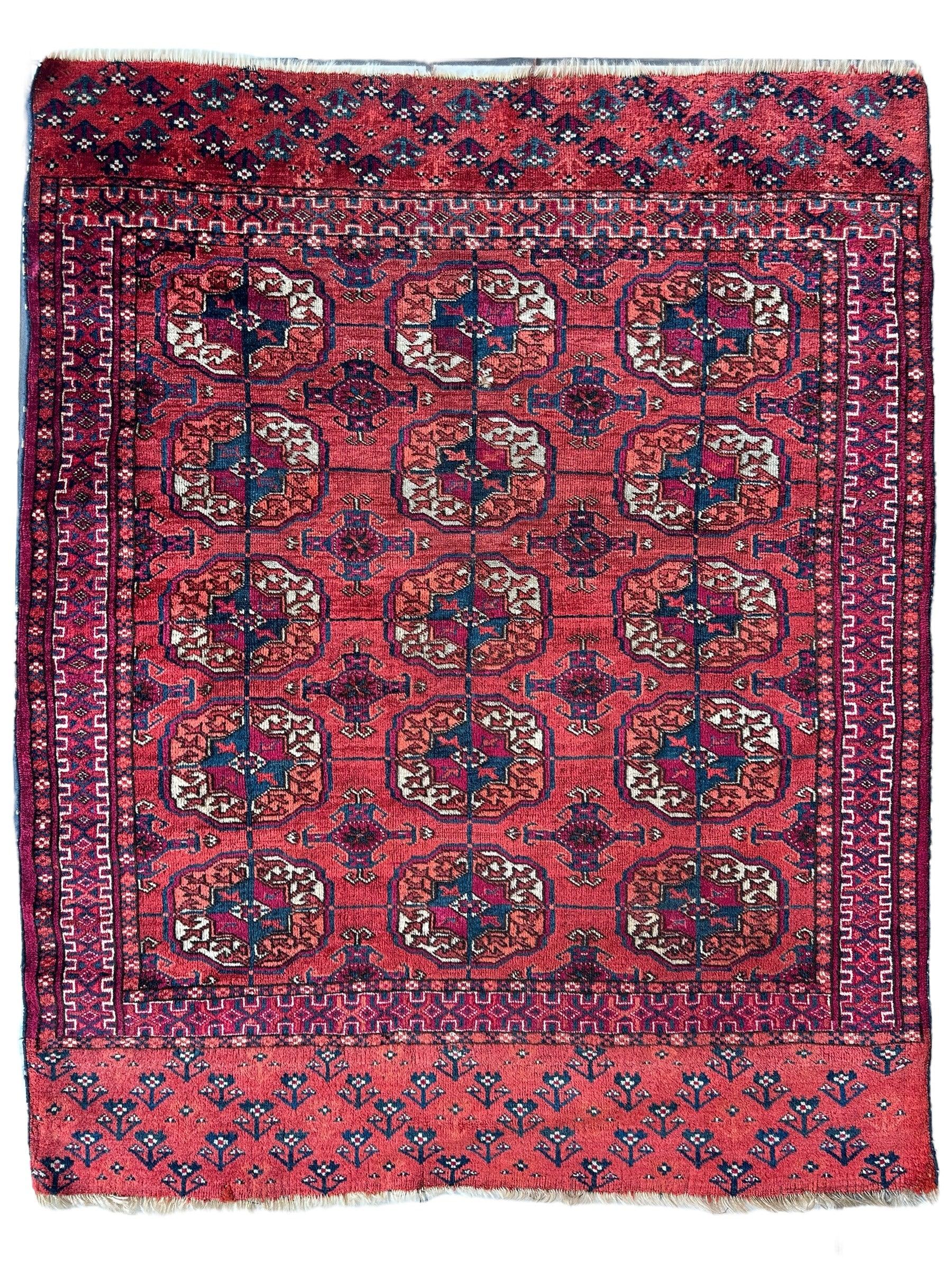 Antique 1920’s Tribal Turkoman Tekke Wedding Rug 3’4” x 4’1” Rugistan