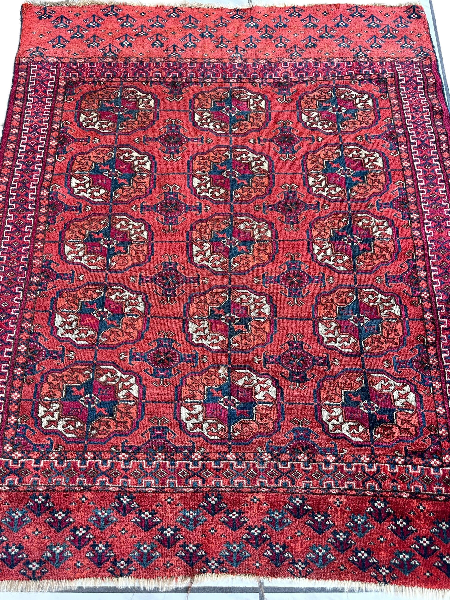 Antique 1920’s Tribal Turkoman Tekke Wedding Rug 3’4” x 4’1” Rugistan