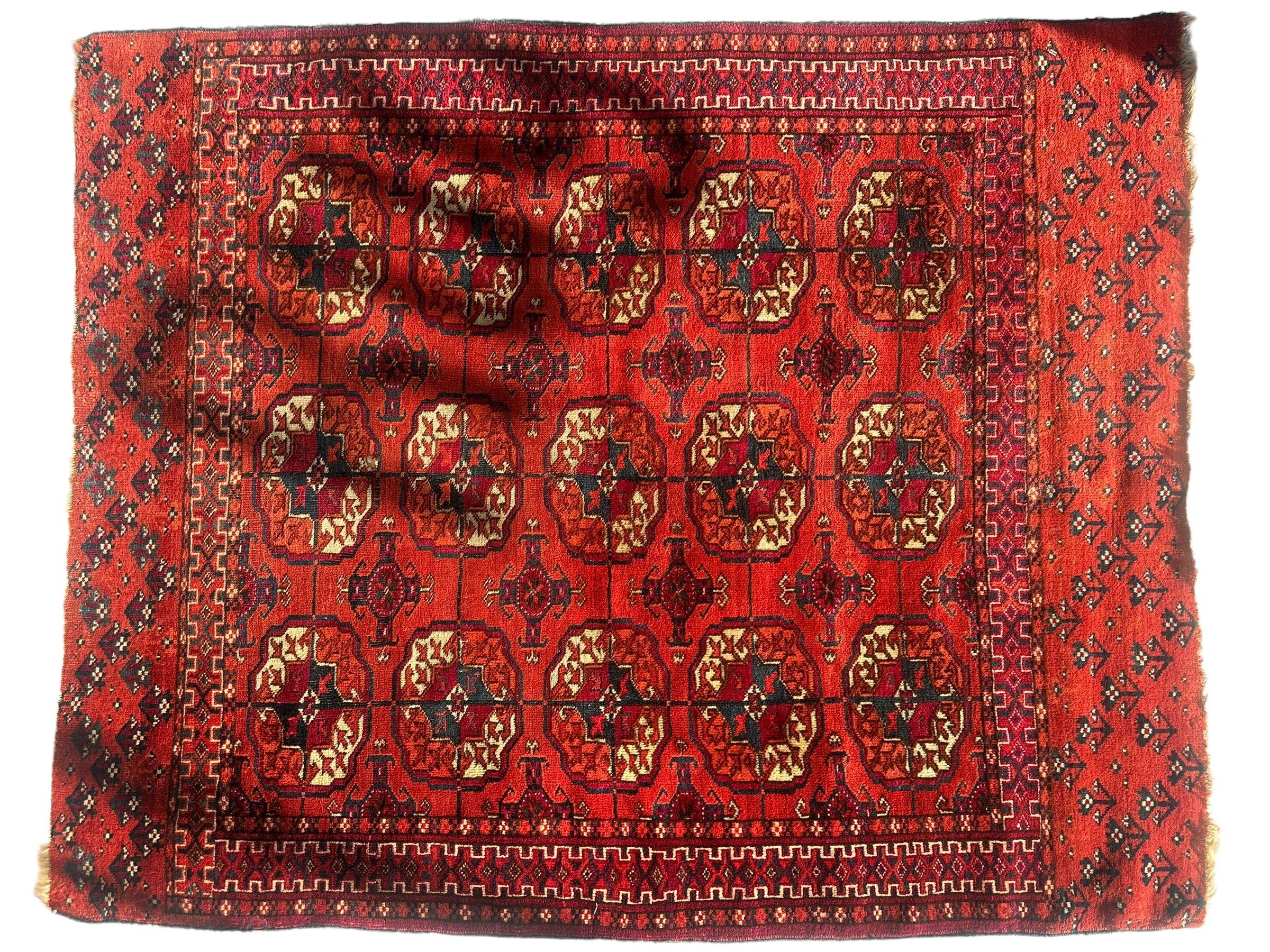 Antique 1920’s Tribal Turkoman Tekke Wedding Rug 3’4” x 4’1” Rugistan