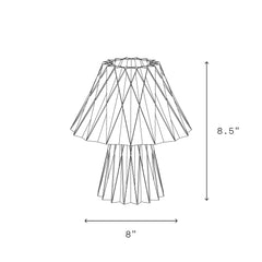 Line drawing of a lampshade with dimensions labeled